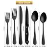 Black Silverware Set Utensil Sets Cutlery Set for 6 36-Pieces Forks Spoons And Knives Set Hammered Handle Kitchen Apartment Essentials Ergonomic Dishwasher Safe Durable Best Gift Combo Black view 2