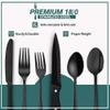 Black Silverware Set Utensil Sets Cutlery Set for 6 36-Pieces Forks Spoons And Knives Set Hammered Handle Kitchen Apartment Essentials Ergonomic Dishwasher Safe Durable Best Gift Combo Black view 3