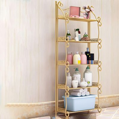KWOKING Glam Bookcase Shelf Open Back Bookcase for Study Room Office Bookshelf Landing Multi-functional Living Room Multi-layer Shelf Children Students Storage Bookcase Gold 13.4"L x 8.3"W x 43.7"H