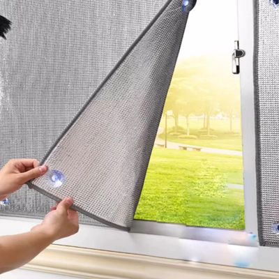 AIROTRON Customizable Light Blocking Window Tint Film,Reflective Window Film,Privacy Protection Thermal Insulation Film,8mm Aluminum Foil Insulation Film,for Home,Office,Bathroom (51x55in)