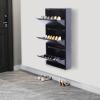 Vintoro Shoe Storage Cabinet,Shoe Organizer,Freestanding Shoe Racks Cabinet,Wall Mounted & No-Assembly Metal Shoe Cabinet,Hold 9 Pair Shoes,Ultra-Thin Shoe Cabinet,for Entryway,Hallway view 2