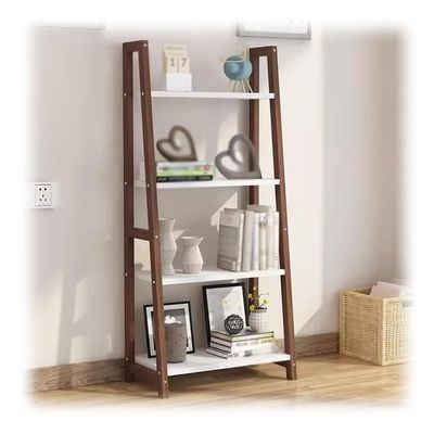 Floor Bookshelf Display Rack 3/4 Tier Waterproof Ladder Shelf Bookcase Unit Storage Organizer Stand Flower Plant Stand Freestanding Cabinet Floor Cupboard ( Color : Brown , Size : 50x110x30cm )
