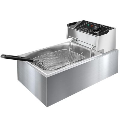 RUYICZB Electric Deep Fryer for Commercial and Home Stainless Steel Countertop Fryer with Basket Overheat Protection Temperature Control, Single Tank Deep Fryer 10.57QT French Fries Donuts