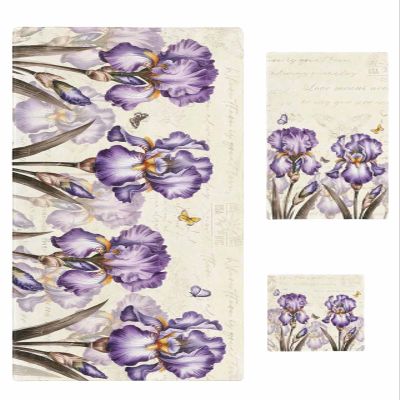 Elegant Purple Flower Bathroom Towel Set,Microfiber Bath Kitchen Beach Hand Dish Towels Set,Quick Dry Luxury Soft Decorative Towels+Set Clearance Bulk Accessories Decor(3-PC) Vintage Farmhouse Floral