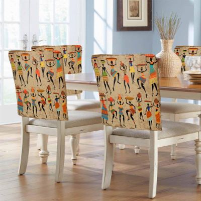 6 Packs African Women Dining Chair Back Cover, Decorative Kitchen Dinner Chair Seat Covers Washable Chair Slip Covers,Removable Slipcovers Protect Retro Native American Indian Ethnic Bohemian