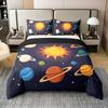 100% Cotton Planets Of Solar System Duvet Cover Queen Mercury Earth Mars Neptune Saturn Jupiter Comforter Cover for Kids Teens Universe Space Bedding Set Galaxy Starry Sky Quilt Cover Soft Comfy view 1