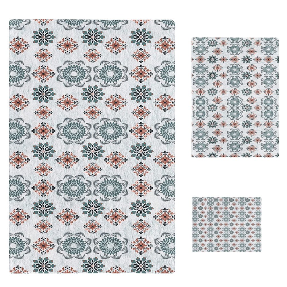 Green Flower Bathroom Towel Set,Microfiber Bath Kitchen Beach Hand Dish Towels Set,Quick Dry Luxury Soft Decorative Towels+Set Clearance Bulk Decor(3-PC) Boho Geometric Abstract Minimalist Floral