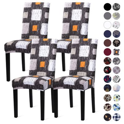 Sufdari Dining Chair Covers,Kitchen Chair Cover,Parsons Chair Slipcover,Spandex Chair Protectors for Dining Room Stretch Chairs Cover Set of 4 -Orange Square
