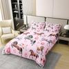 100% Cotton Horse Comforter Cover Queen Farm Western Cowboy Cowgirls Bedding Set for Kids Boys Girls Pink Rose Floral Duvet Cover with Lover Heart Decor Kawaii Horse Quilt Cover with 2 Pillowcases view 3