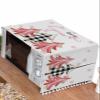 Christmas Tree Microwave Dustproof Cover Washer Dust Cover Machine Protector, Blush Pink Gold Snowflakes Buffalo Plaid Decorative Kitchen Appliance Cover with 2 Pockets 28x67 view 1
