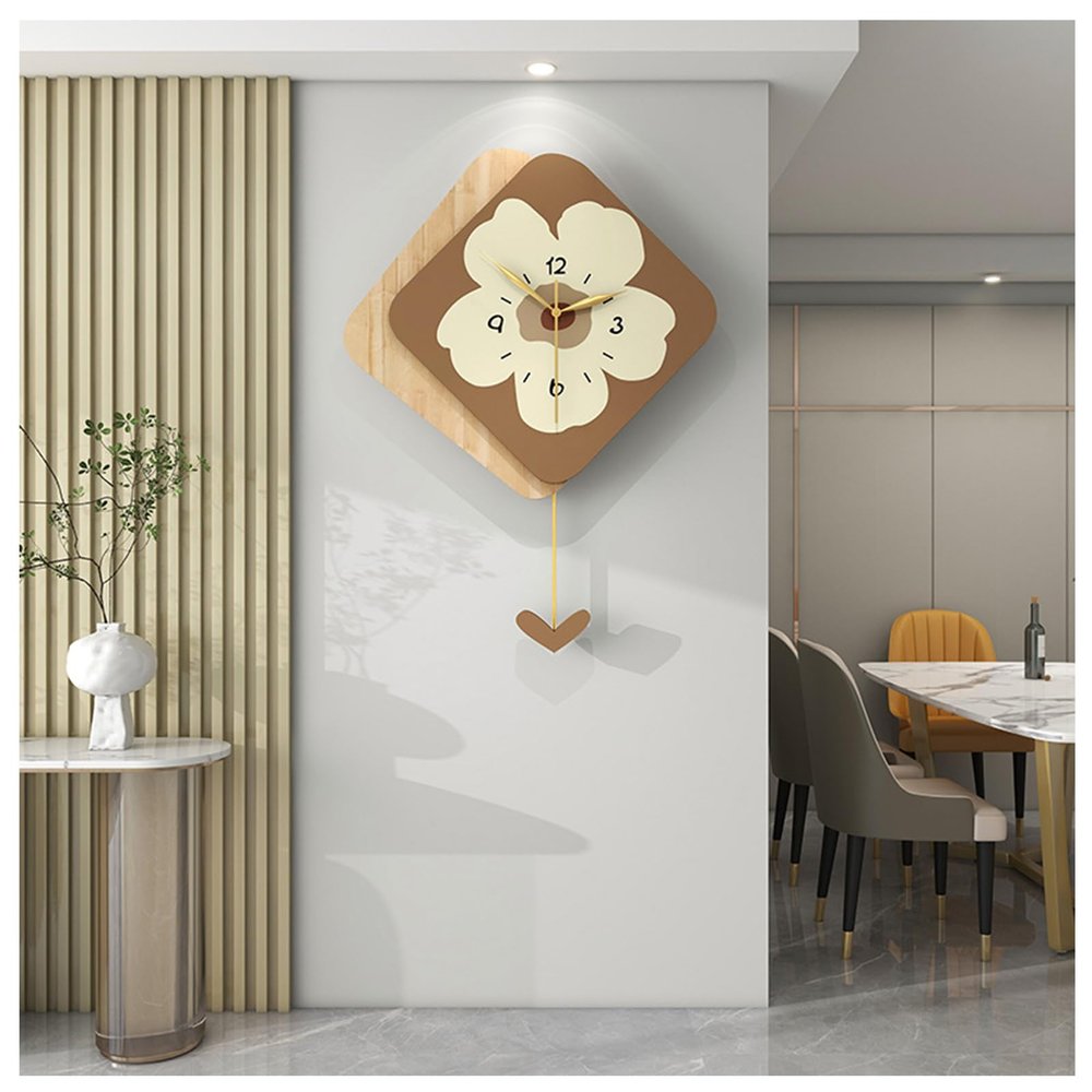 AOKLEY Wall Clock Large, Modern Decorative Wall Clock with Pendulum, Silent Non Ticking Decor Wall Clock, for Living Room, Bedroom, Kitchen, Classroom Wall Decor Clock,45 * 60cm/ 17.7 * 23.6in