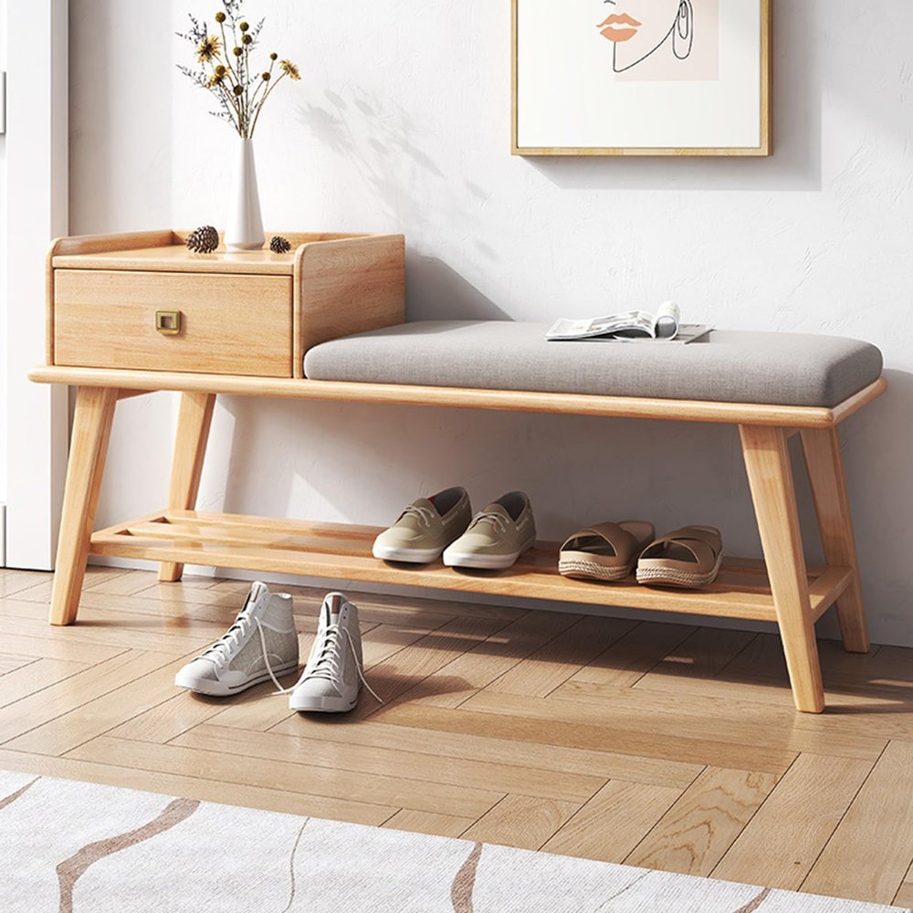 CINVSERW Extra Long Shoe Rack Bench 371216inch, Shoe Changing Stool with Storage, Shoe Rack Bench Holds for Entryway, Hallway, Bedroom