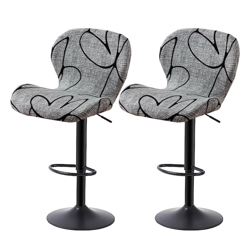 XGANGM Stretch Bar Stool Cover Curved Barstool Covers Set of 6 Printed Soft Spandex Barstool Slipcover Removable Washable Swivel Stools Slipcovers for Office Dining Room Kitchen,#19,2PCS