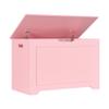 JungleA 30'' Box Storage Chest Trunk, Wooden Storage Bench Organizer Box Shoe Blanket Chest, w/2 Safety Hinges, for Living Room, Bedroom, Entryway, Pink view 1