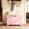 JungleA 30'' Box Storage Chest Trunk, Wooden Storage Bench Organizer Box Shoe Blanket Chest, w/2 Safety Hinges, for Living Room, Bedroom, Entryway, Pink view 2