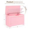 JungleA 30'' Box Storage Chest Trunk, Wooden Storage Bench Organizer Box Shoe Blanket Chest, w/2 Safety Hinges, for Living Room, Bedroom, Entryway, Pink view 3
