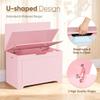 JungleA 30'' Box Storage Chest Trunk, Wooden Storage Bench Organizer Box Shoe Blanket Chest, w/2 Safety Hinges, for Living Room, Bedroom, Entryway, Pink view 4