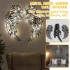 1 Pair Angel Wings Metal Wall Art, Angel Wings Metal Wall Art Decor with Led Lights, Black Hanging Angel Wing Wall Sculptures, Indoor Outdoor Wall Hanging Decorations 45*45cm/17.7*17.7inch view 2