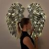 1 Pair Angel Wings Metal Wall Art, Angel Wings Metal Wall Art Decor with Led Lights, Black Hanging Angel Wing Wall Sculptures, Indoor Outdoor Wall Hanging Decorations 45*45cm/17.7*17.7inch view 4