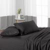 600 Thread Count 4 Piece Sheets Set for College Dorm Bed - Full XXL Size Sheets for College Dorm Room Bedding with 8" Deep Pocket Elastic Fitted Sheet - 100% Egyptian Cotton - Dark Grey Stripe. view 4