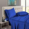 600 Thread Count 4 Piece Sheets Set for College Dorm Bed - Twin Size Sheets for College Dorm Room Bedding with 10" Deep Pocket Elastic Fitted Sheet - 100% Egyptian Cotton - Royal Blue Stripe. view 2