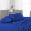 600 Thread Count 4 Piece Sheets Set for College Dorm Bed - Twin Size Sheets for College Dorm Room Bedding with 10" Deep Pocket Elastic Fitted Sheet - 100% Egyptian Cotton - Royal Blue Stripe. view 4