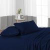 600 Thread Count 4 Piece Sheets Set for College Dorm Bed - Twin Size Sheets for College Dorm Room Bedding with 6" Deep Pocket Elastic Fitted Sheet - 100% Egyptian Cotton - Navy Blue Stripe. view 4