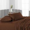 600 Thread Count 4 Piece Sheets Set for College Dorm Bed - Full Size Sheets for College Dorm Room Bedding with 12" Deep Pocket Elastic Fitted Sheet - 100% Egyptian Cotton - Chocolate Stripe. view 4