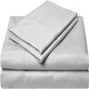 600 Thread Count 4 Piece Sheets Set for College Dorm Bed - Full Size Sheets for College Dorm Room Bedding with 12" Deep Pocket Elastic Fitted Sheet - 100% Egyptian Cotton - Light Grey Solid. view 1