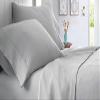 600 Thread Count 4 Piece Sheets Set for College Dorm Bed - Full Size Sheets for College Dorm Room Bedding with 12" Deep Pocket Elastic Fitted Sheet - 100% Egyptian Cotton - Light Grey Solid. view 4