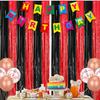 2 Pack Black and Red Foil Fringe Curtains Photo Booth Prop Tinsel Streamer Backdrops Birthday Party Supplies Graduation Xmas Holiday Party Decorations, 3.3 x 6.6 ft view 4
