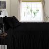 600 Thread Count 4 Piece Sheets Set for College Dorm Bed - Full Size Sheets for College Dorm Room Bedding with 10" Deep Pocket Elastic Fitted Sheet - 100% Egyptian Cotton - Black Stripe. view 3