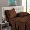 600 Thread Count 4 Piece Sheets Set for College Dorm Bed - Twin Size Sheets for College Dorm Room Bedding with 8" Deep Pocket Elastic Fitted Sheet - 100% Egyptian Cotton - Chocolate Stripe. view 2
