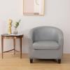 Waterproof Club Chair Slipcover PU Leather Tub Chair Cover with Elastic Bottom Removable Barrel Chair Cover Armchair Slipcovers Washable Sofa Furniture Protector for Hotel Cafe (Color : Light Grey) view 2