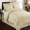AHJ Beddings Royal 600 Thread Count Queen Size 8 Piece Bed in a Bag (500GSM Fiber Fill Comforter, 15" Deep Pocket Sheet Set and Bed Skirt) 100% Egyptian Cotton - Beige Stripe view 1