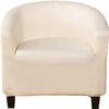 LUXRUB Waterproof Tub Chair Slipcover,1 Piece Pu Leather Club Chair Cover Stretch Armchair Cover Removable Barrel Chair Cover Elastic Bottom Round Sofa Furniture Protectors for Cafe (Color : Beige) view 1