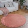 Paco Home Soft Area Rug in Pink Cozy Rug Anti-Slip Solid Color Washable, Size: 4' Round view 1