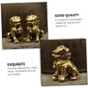 Abaodam 2pcs Brass Feng Shui Lion Statues for Home Decor Miniature Lion Ornaments Brass Material Stylish Desktop Decoration for Prosperity and Luck view 3