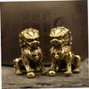 Abaodam 2pcs Brass Feng Shui Lion Statues for Home Decor Miniature Lion Ornaments Brass Material Stylish Desktop Decoration for Prosperity and Luck view 4