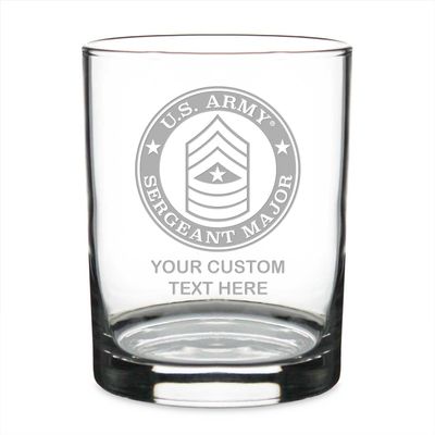 7.62 Design Personalized U.S. Army E-9 Sergeant Major 14 oz. Double Old Fashioned Glass - Made in the USA
