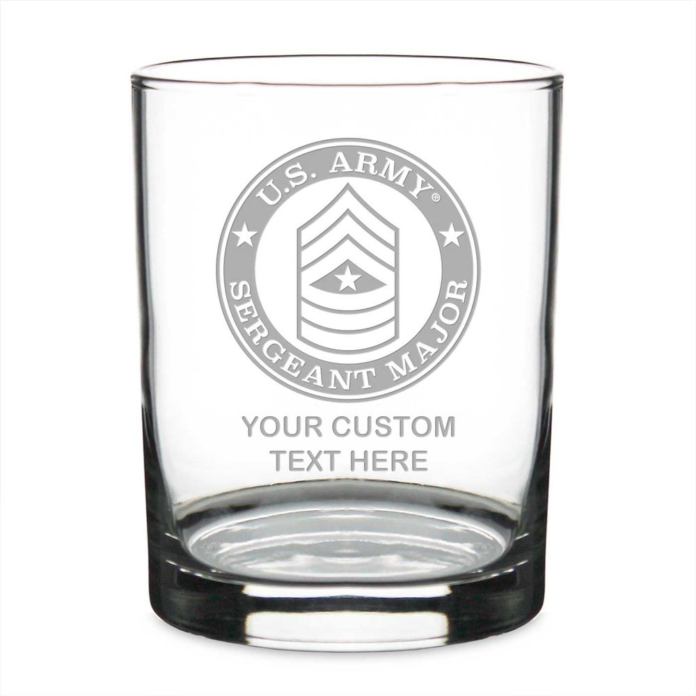 7.62 Design Personalized U.S. Army E-9 Sergeant Major 14 oz. Double Old Fashioned Glass - Made in the USA