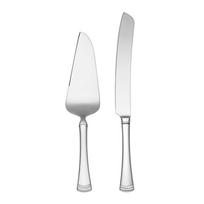 Lenox Silverware Serving Set, Portola 2-Piece Dessert Set, Serving Utensils, 18/10 Stainless Steel, Mirror Finish, Dishwasher Safe, Cake Knife & Cake Server, Dessert Serveware (Silver, 2 Piece)