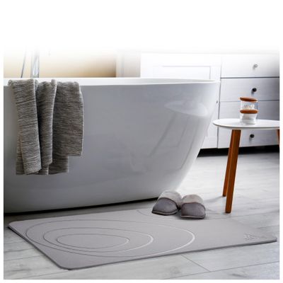 Magic Stone Dove Gray Circles Pattern Bath Mat - Durable & Quick Dry Natural Pattern - Anti-Slip Bathroom Accessory - Includes Anti-Slip and Sanding Pad