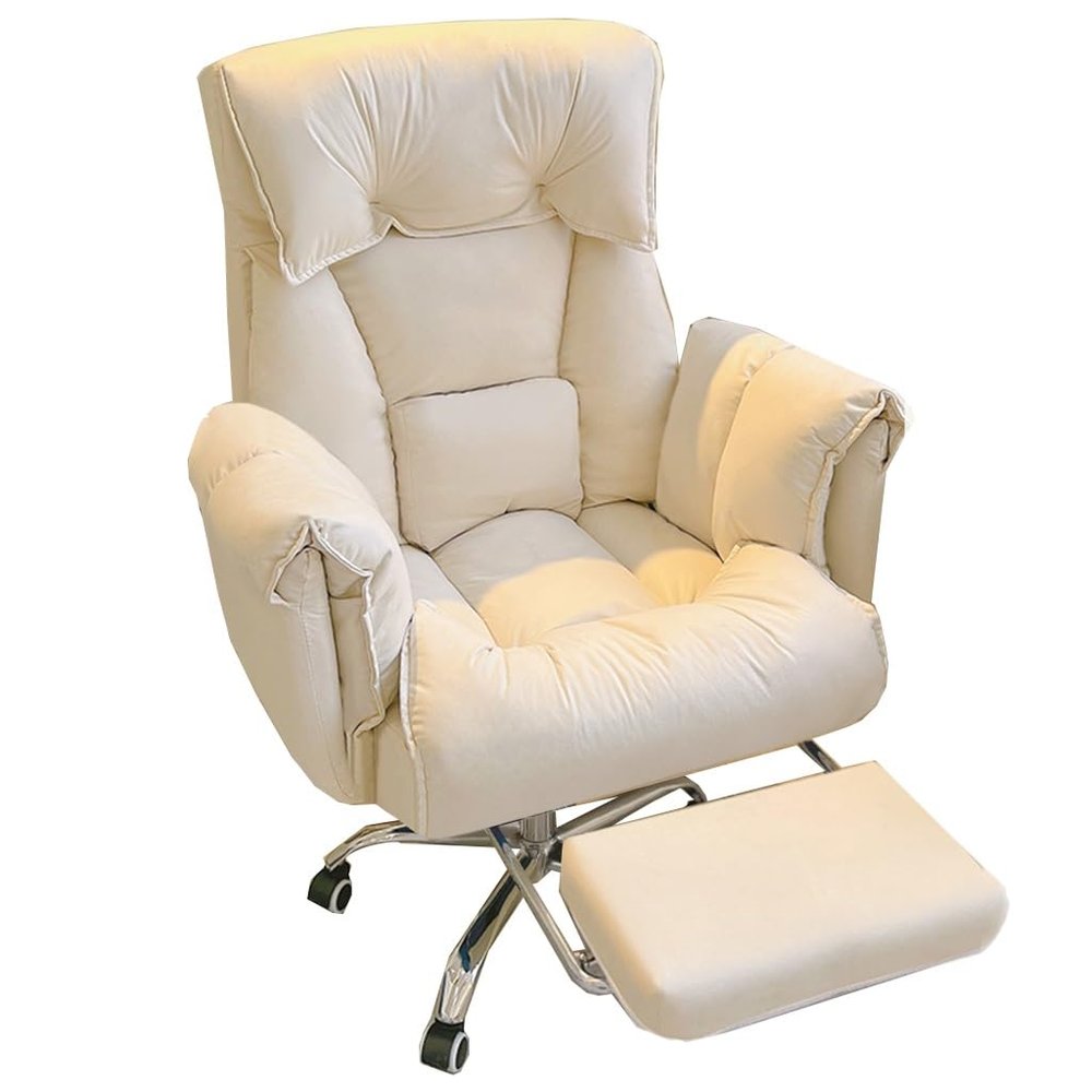 Computer Chair Ergonomic Office Chair, Desk Chair With Lumbar Support, High Back Adjustable Executive Office Chair With Swivel Rolling, Task Chairs With Arms ( Color : /Beige , Size : With foot rest )