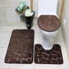 Pebbled Stone Toilet Three-Piece Set Bathroom Absorbent Non-Slip Carpet Floor mat 50 * 80+U50*40+38*43 Burgundy view 4