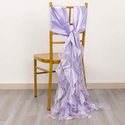 Efavormart 5 Pack Lavender Lilac Curly Willow Chiffon Satin Chair Sashes Covers