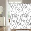 Funny Abstract Shower Curtain, Black and White Boobs Nude Women Female Body Hilarious Art Fabric Shower Curtains Set Accessories,Boho Simple Minimalist Line Female ShowerCurtain with Hooks, 70X75IN view 2
