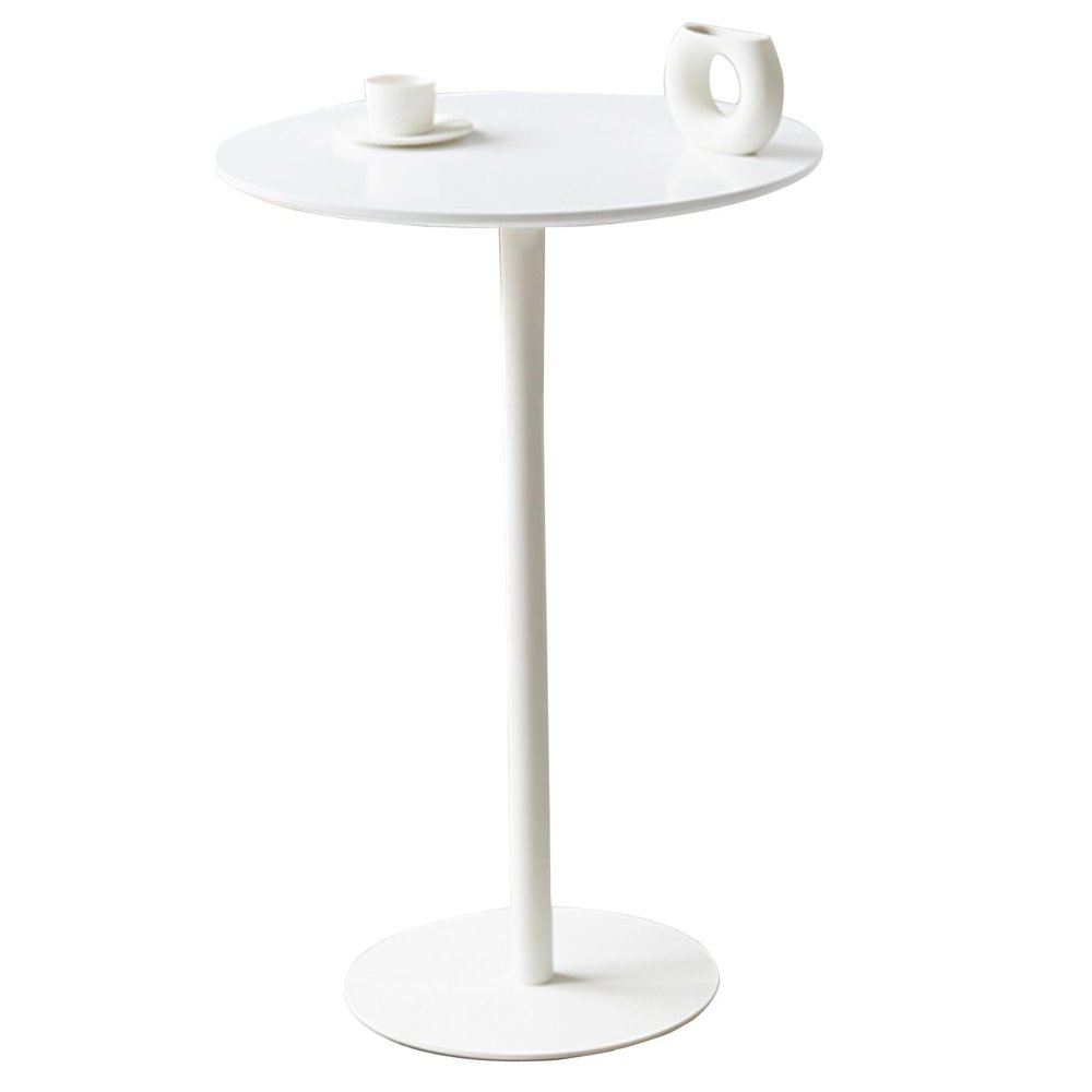 DMCHENGMA Modern Round Dining Table, with Metal Iron Top and Pedestal Base Bar Table - Mid-Century Leisure Table White - Modern Round Coffee Table (Size : 60x104cm)
