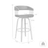 Armen Living Topanga 26" Seat Height Mid Century Modern Swivel Walnut Wood Bar Stool for Kitchen Island Counter in Cream Faux Leather with Golden Bronze Metal view 3