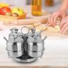 Topyond Stainless Steel Revolving Spice Jar Set, 4-Piece with Spoon Lids, 360 Rotating Rack, Dustproof & Rustproof Kitchen Storage Containers for Home Cooks, Countertop Organizer view 2